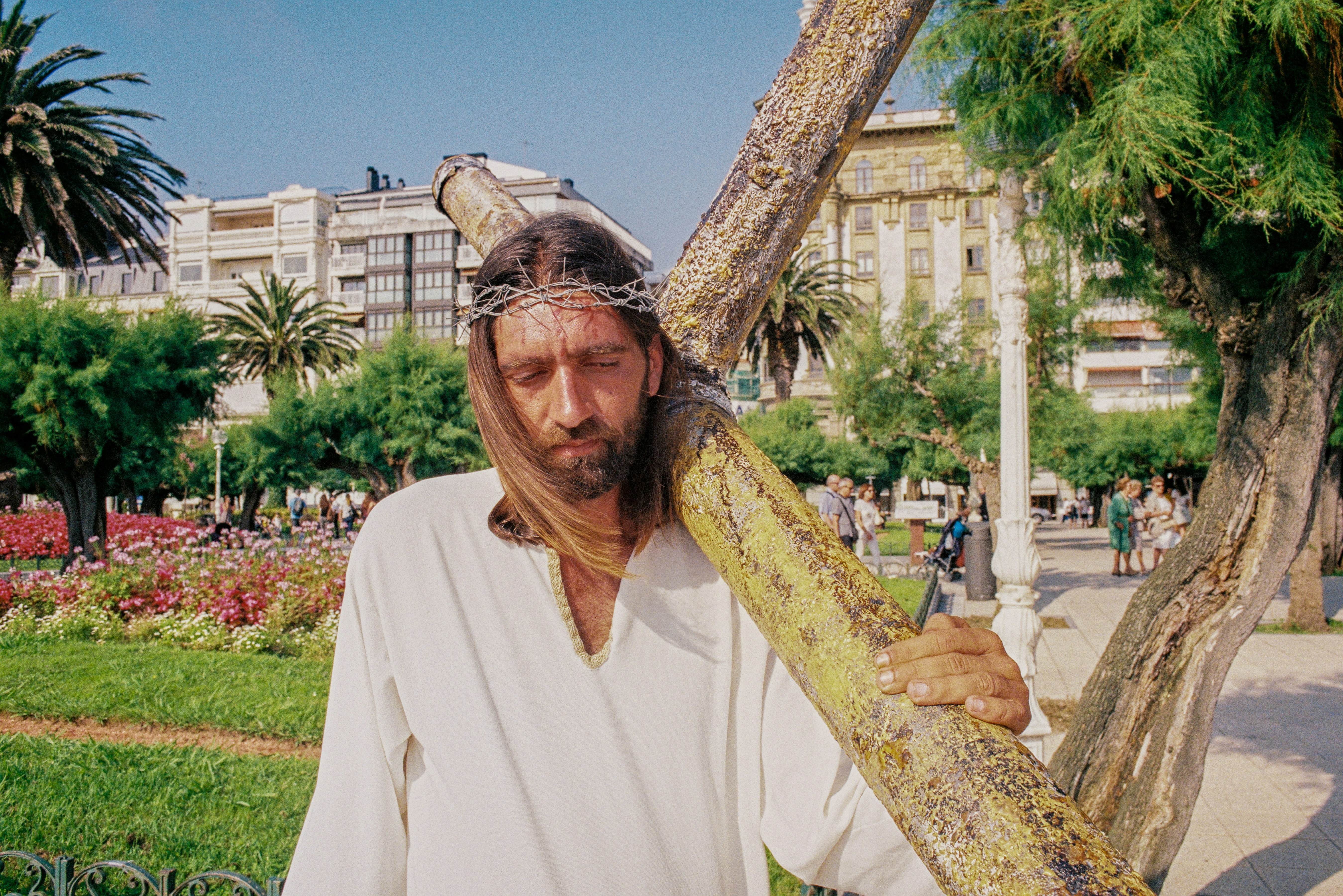 illustration of man wearing white robe