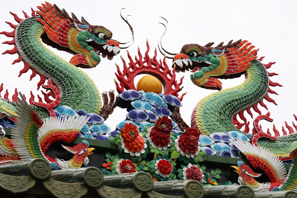 multicolored dragon float