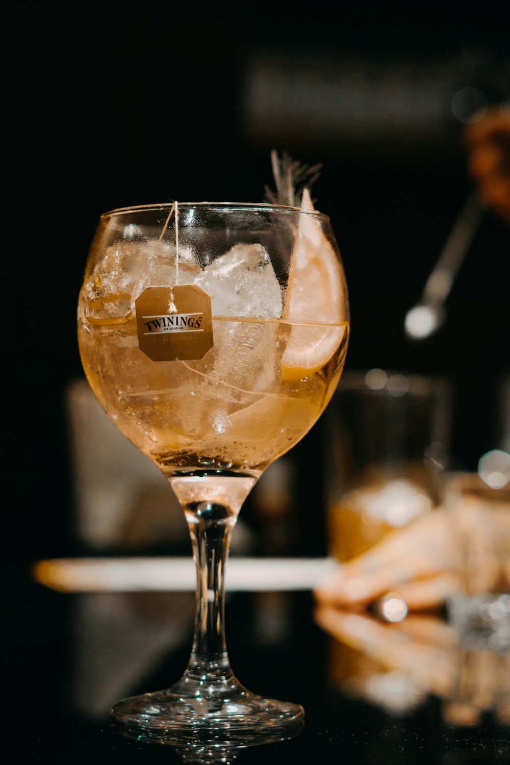 clear long-stemmed drinking glass