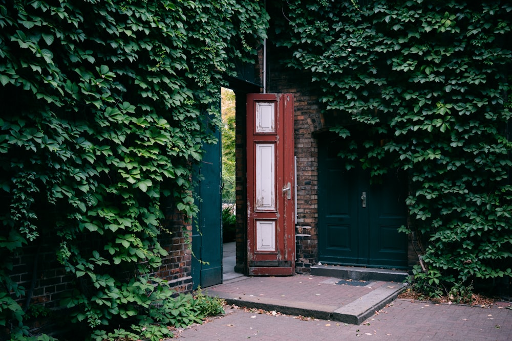 brown and white wooden door