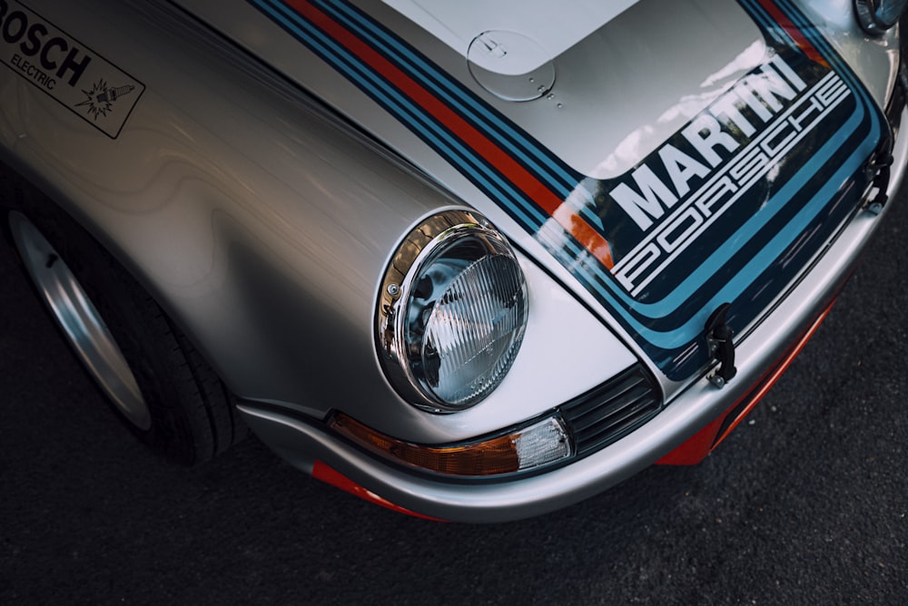 grey and blue MArtini Porsche