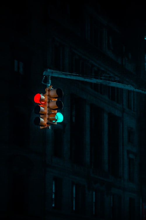 Flashing red traffic light