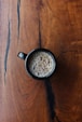 filled black mug