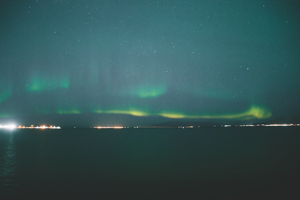 calm water during aurora borealis