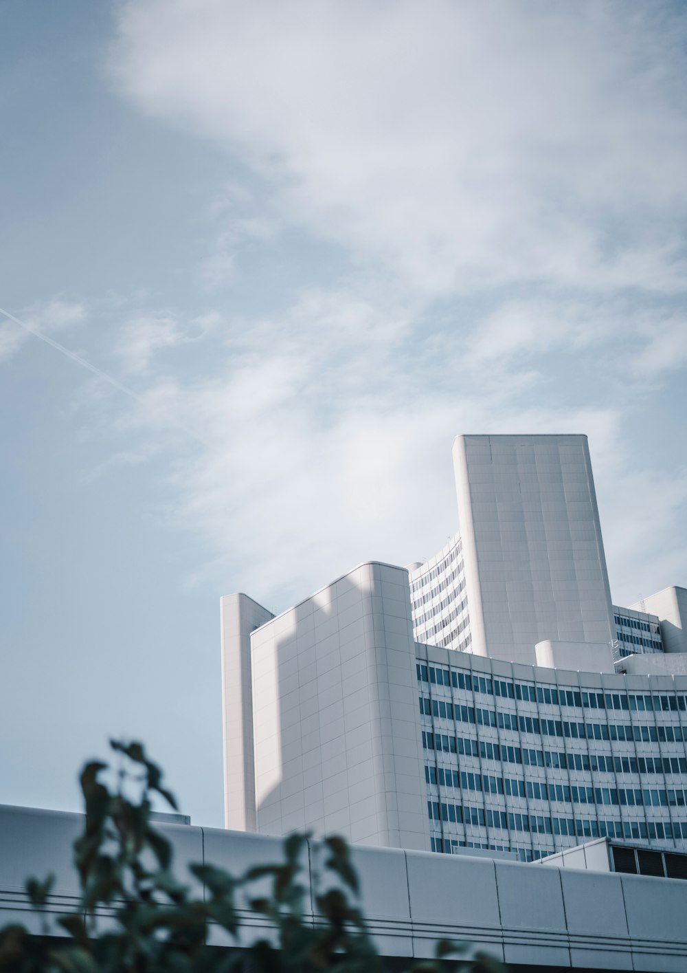 white and blue building