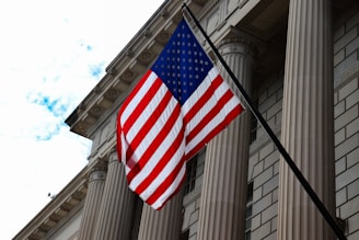 USA flag hanging on wall