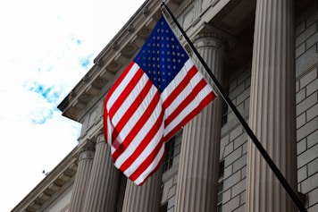 USA flag hanging on wall