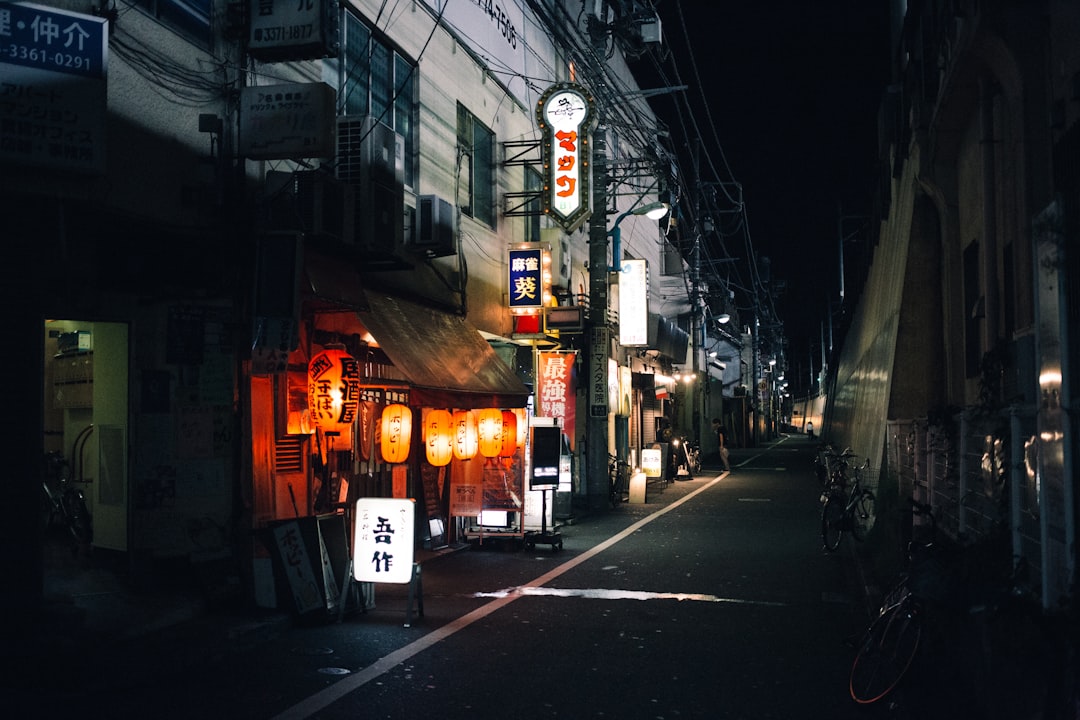 empty alleyway at night, Tokyo street by night