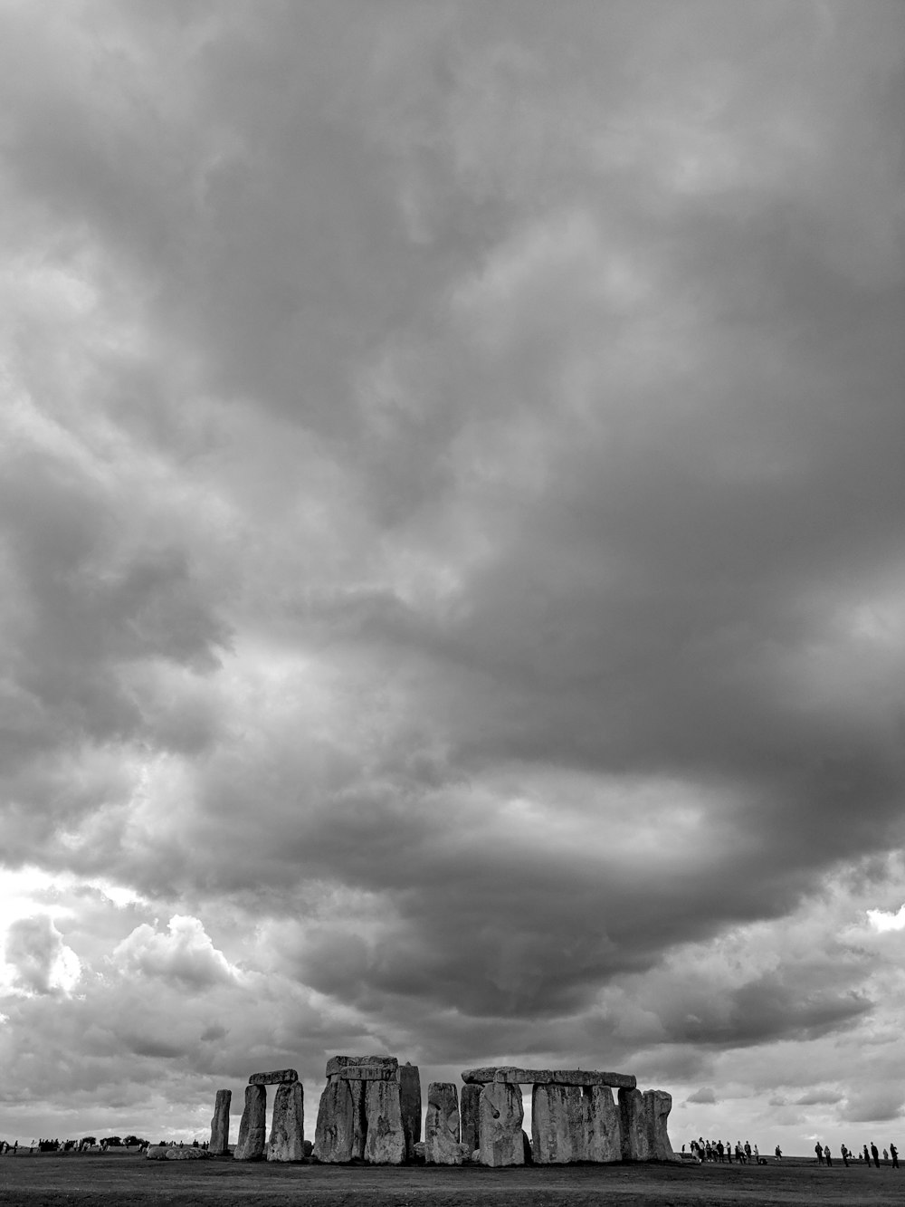 Stonehenge grayscale photography