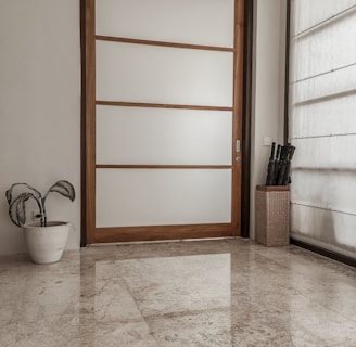 white and brown wooden door