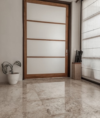 white and brown wooden door