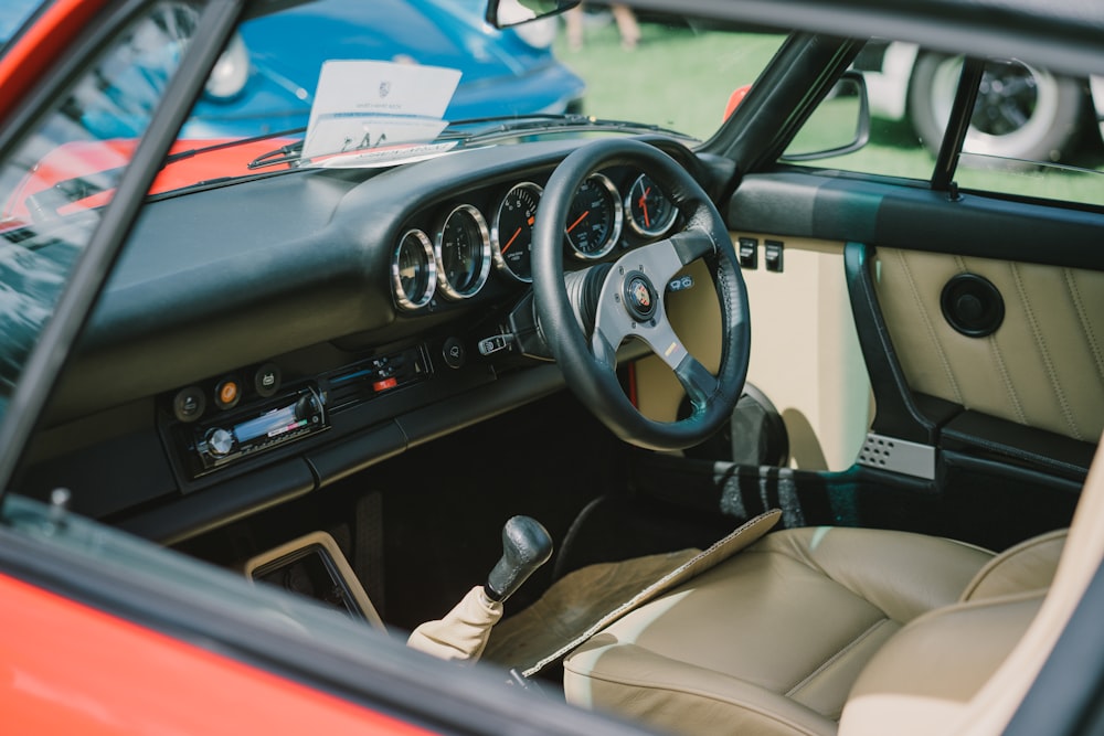 black and gray steering wheel