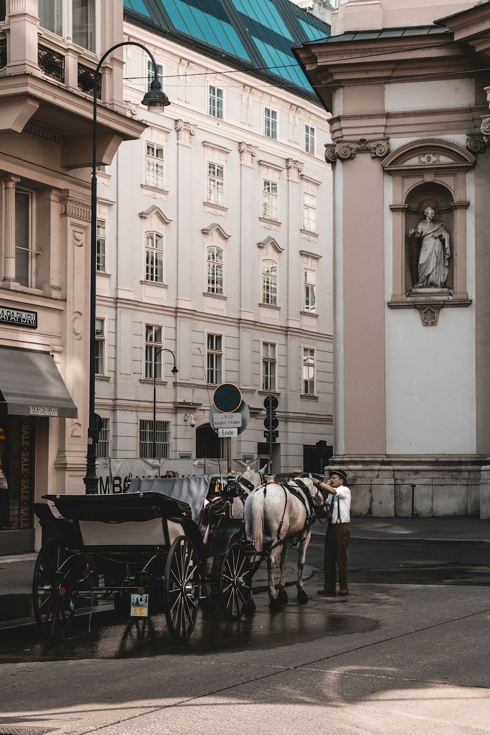 black and white carriage