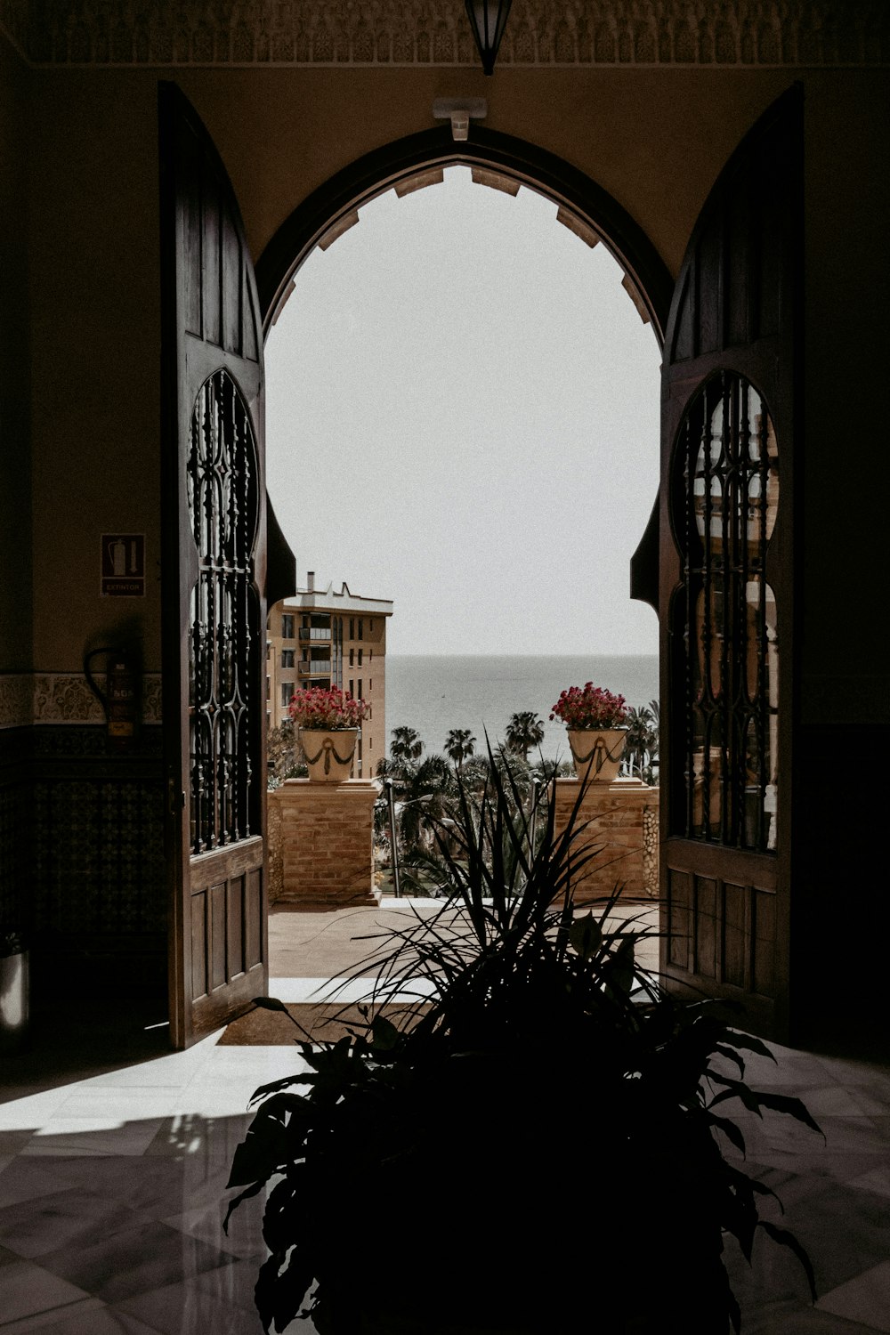 open door leading to a terrace