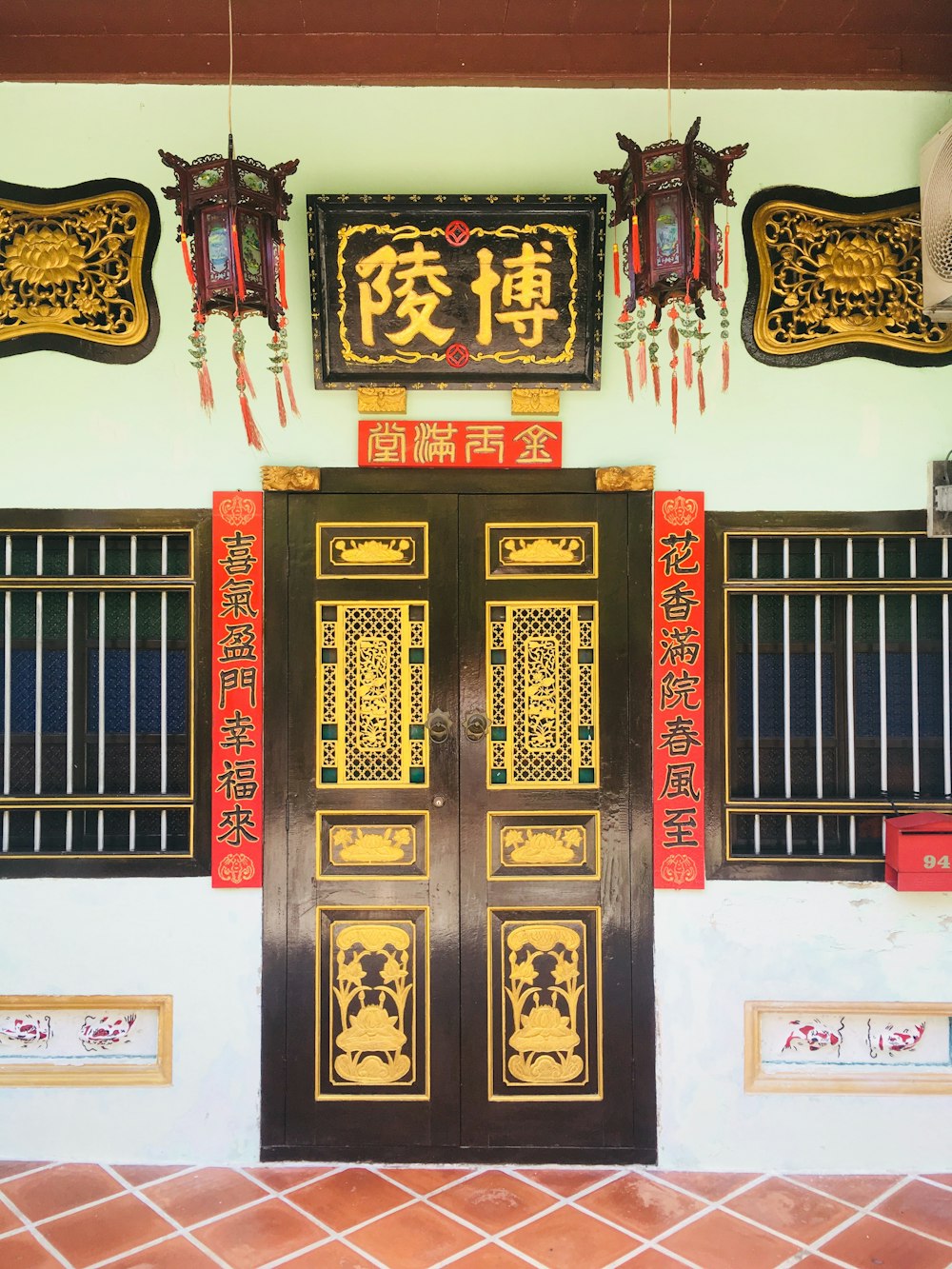 closed brown wooden door