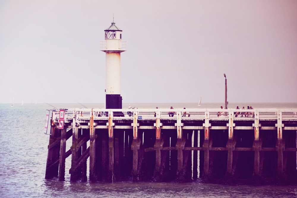 white and black lighthouse