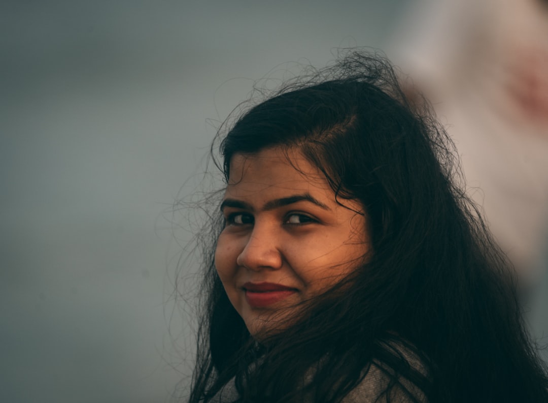 selective focus of woman's face