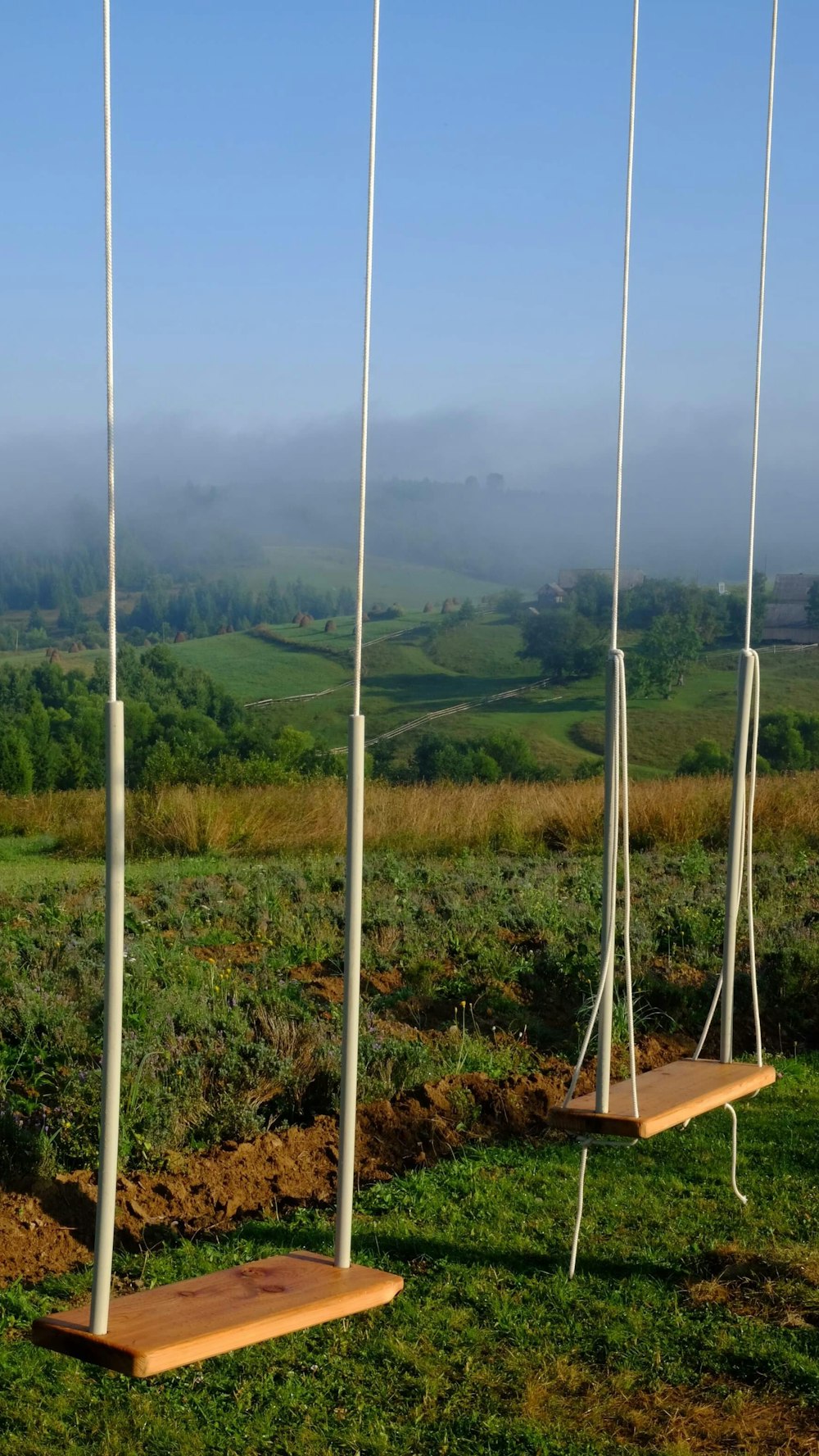 two swing chairs