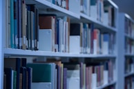 assorted-titled book lot in shelf