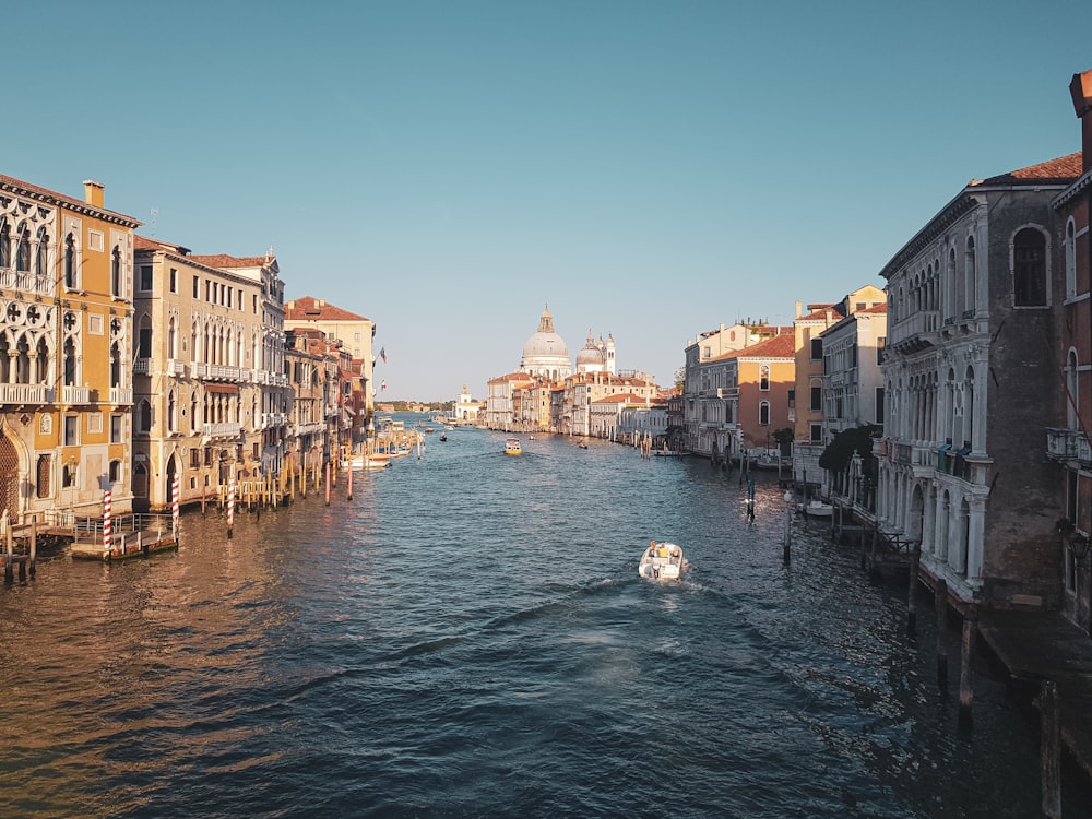 river surround by buildings under blue sky