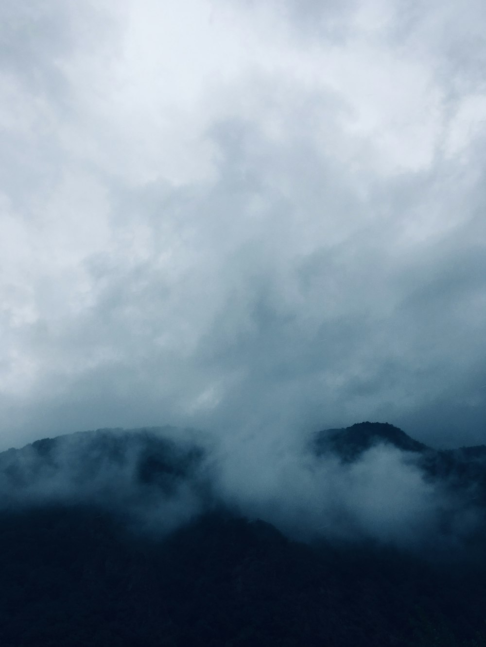 mountain covered with clouds