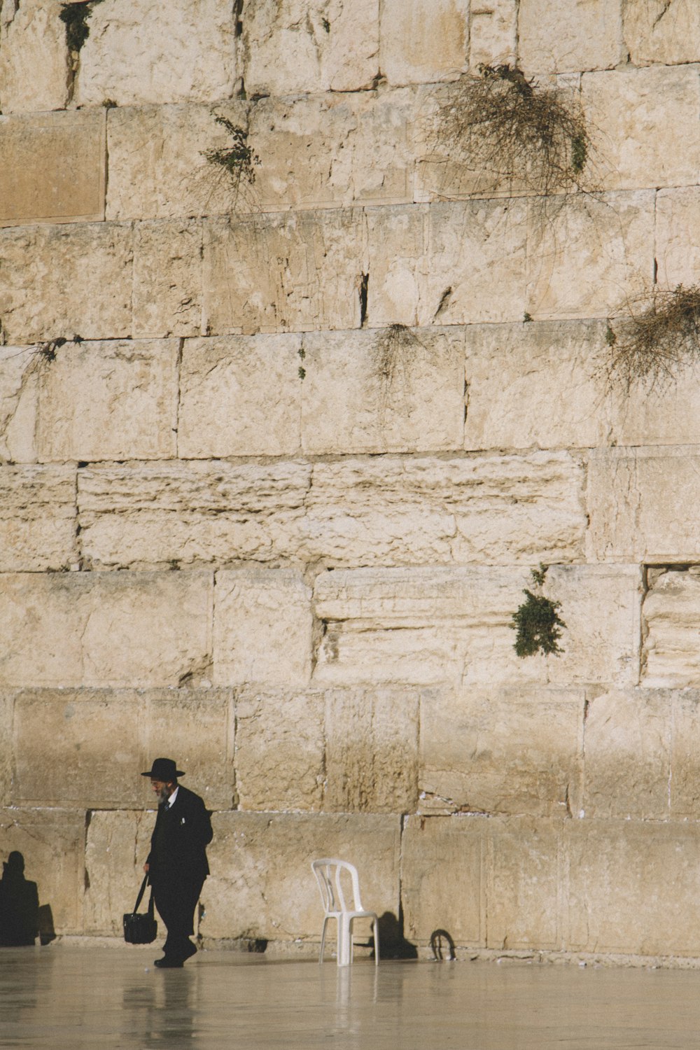 person standing near wall