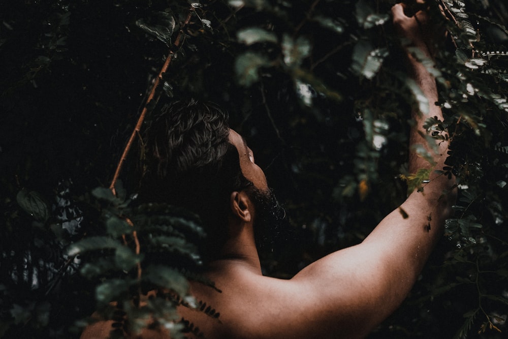 man in forest at night