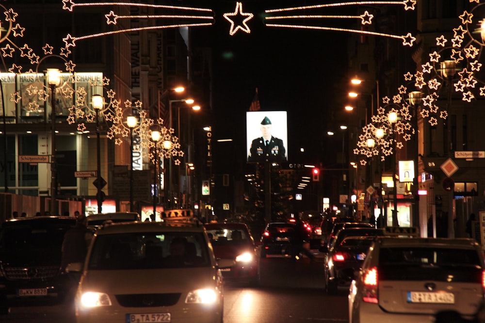 vehicles on road during nighttime