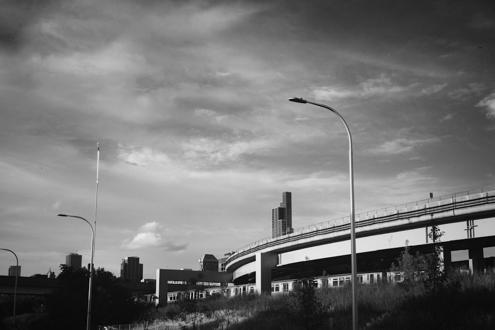 grayscale photo of bridge