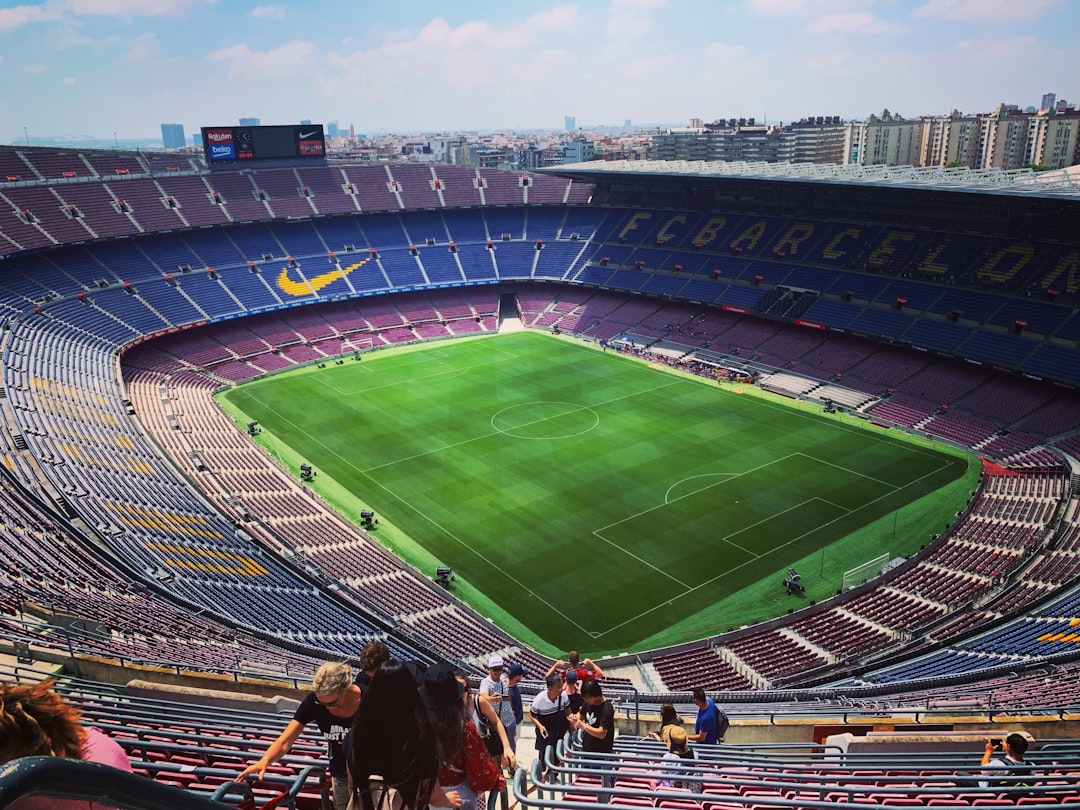 green football field,