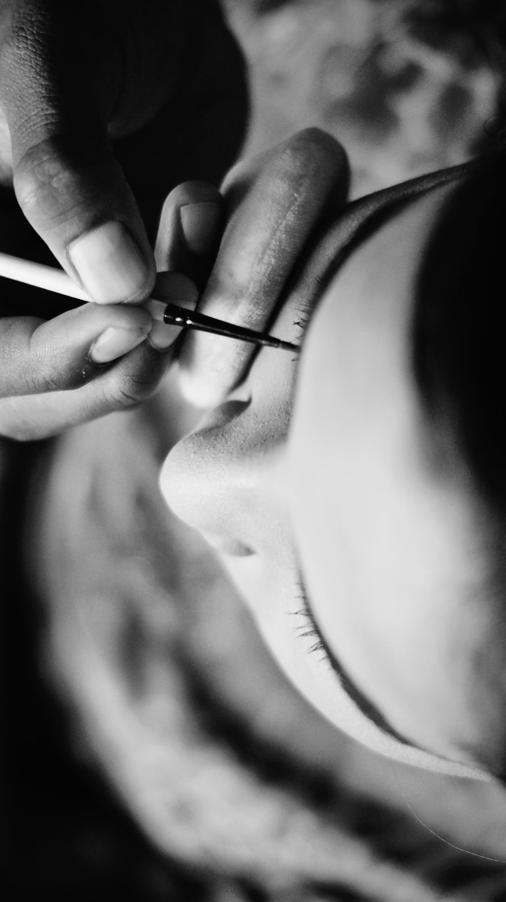 grayscale photography of woman face