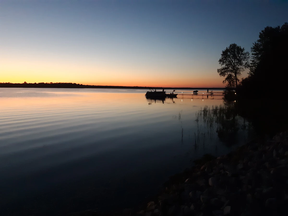 Calm lake water at first light