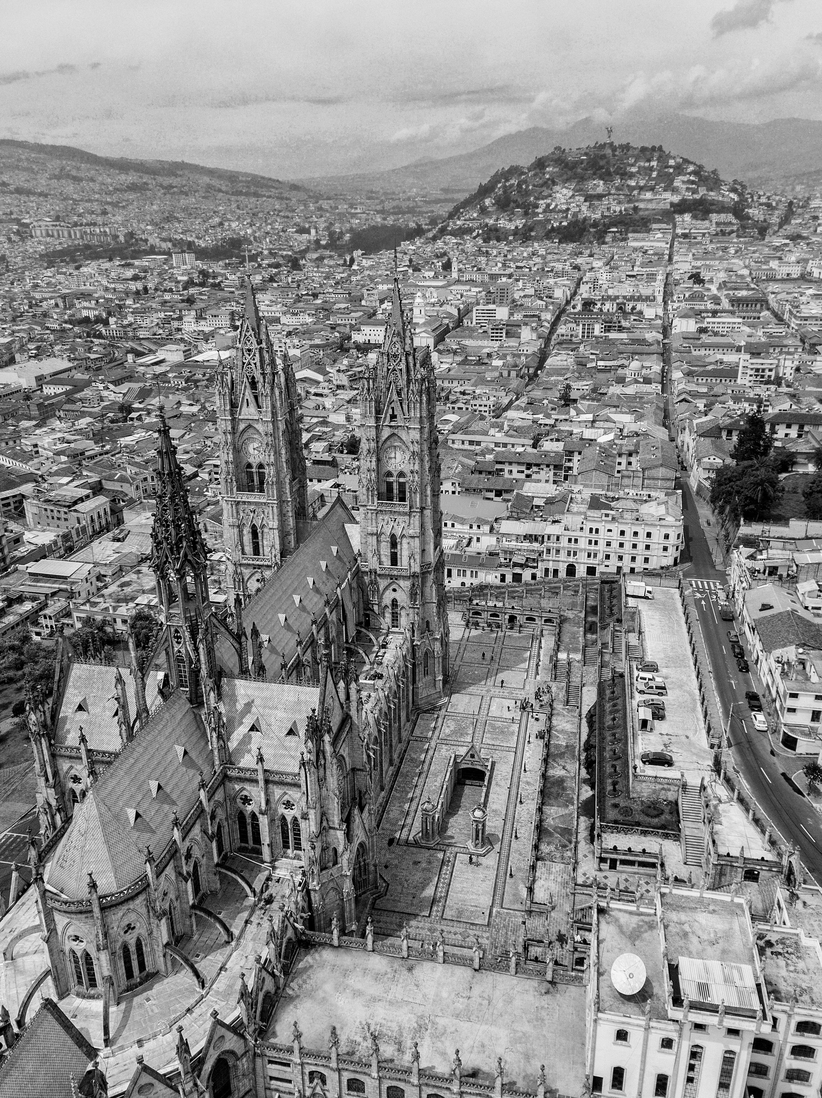 grayscale photo of cityscape