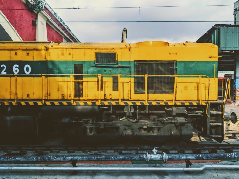 yellow and green train