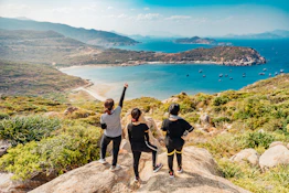 three women on mountain