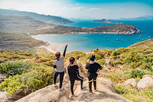 three women on mountain