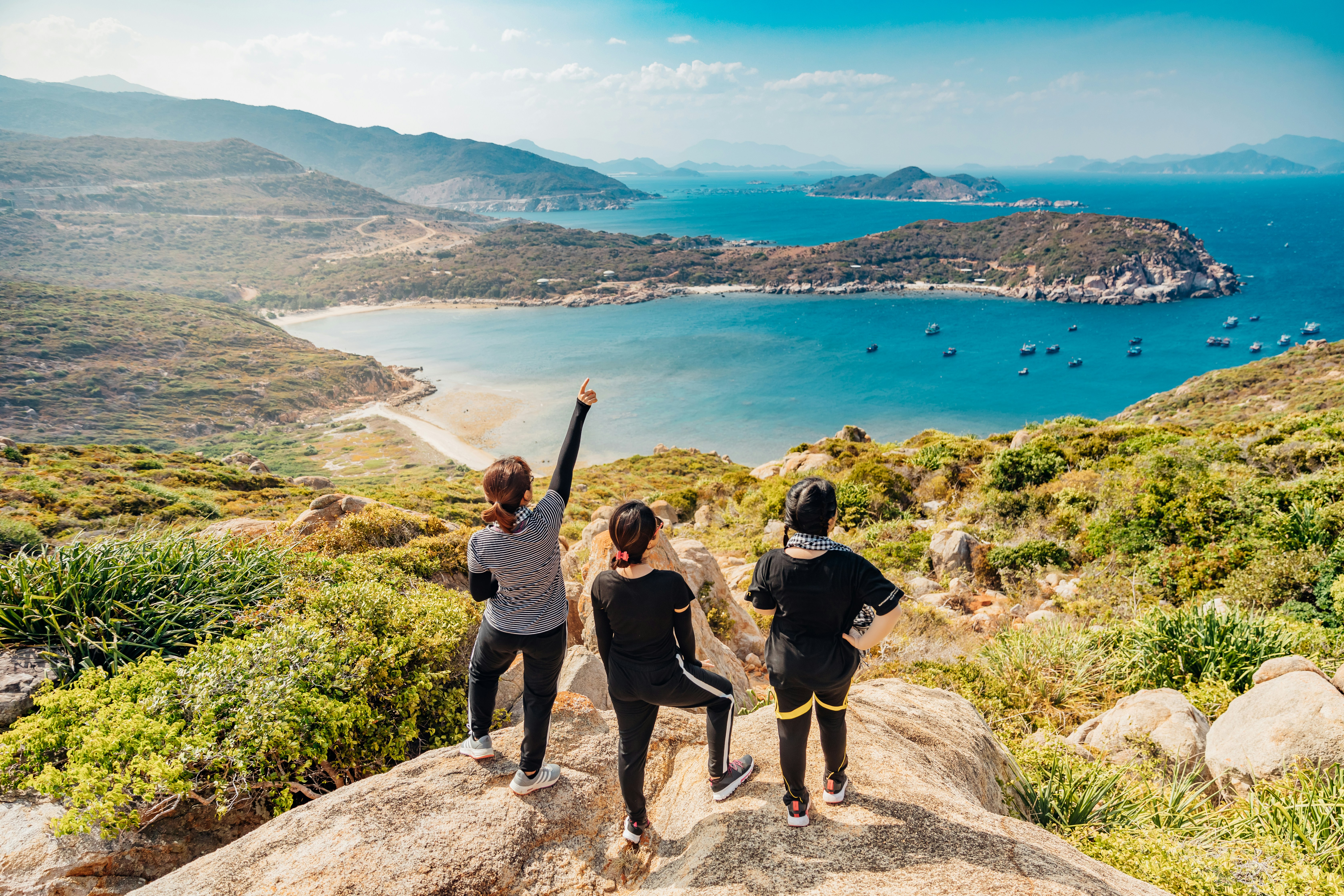 three women on mountain
