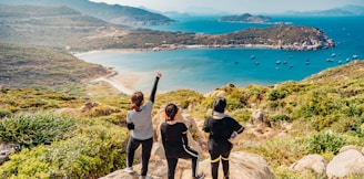 three women on mountain