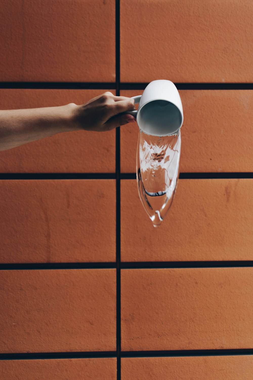 person holding white mug