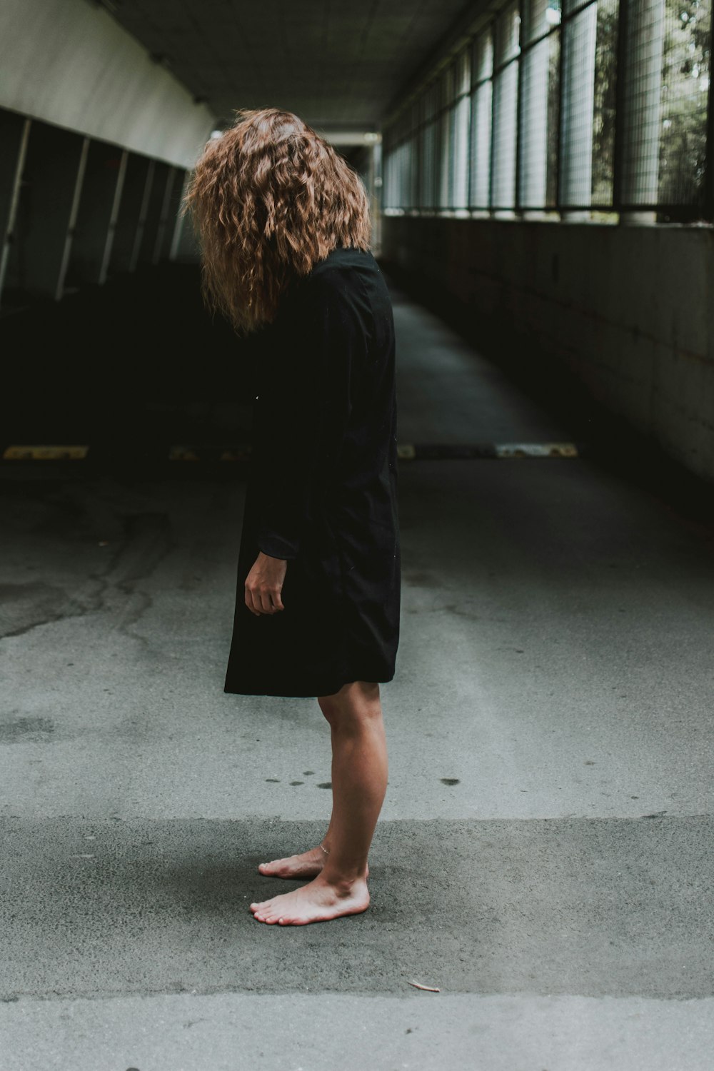 woman wearing black coat