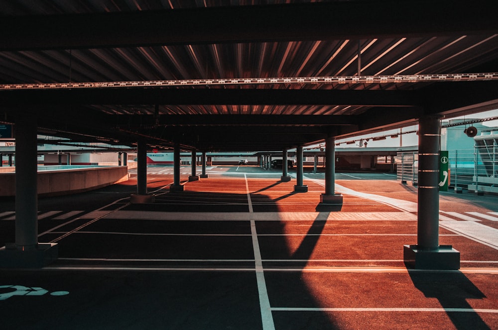 brown and red parking space