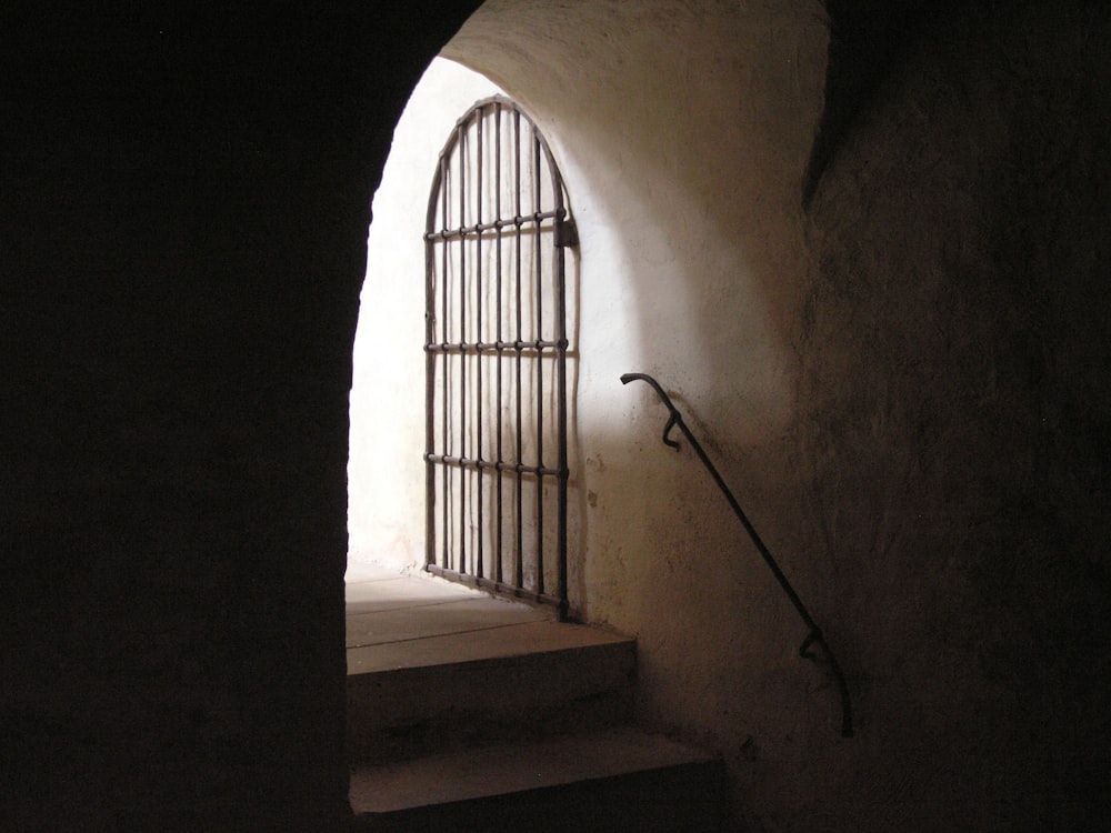 stairs and opened metal door