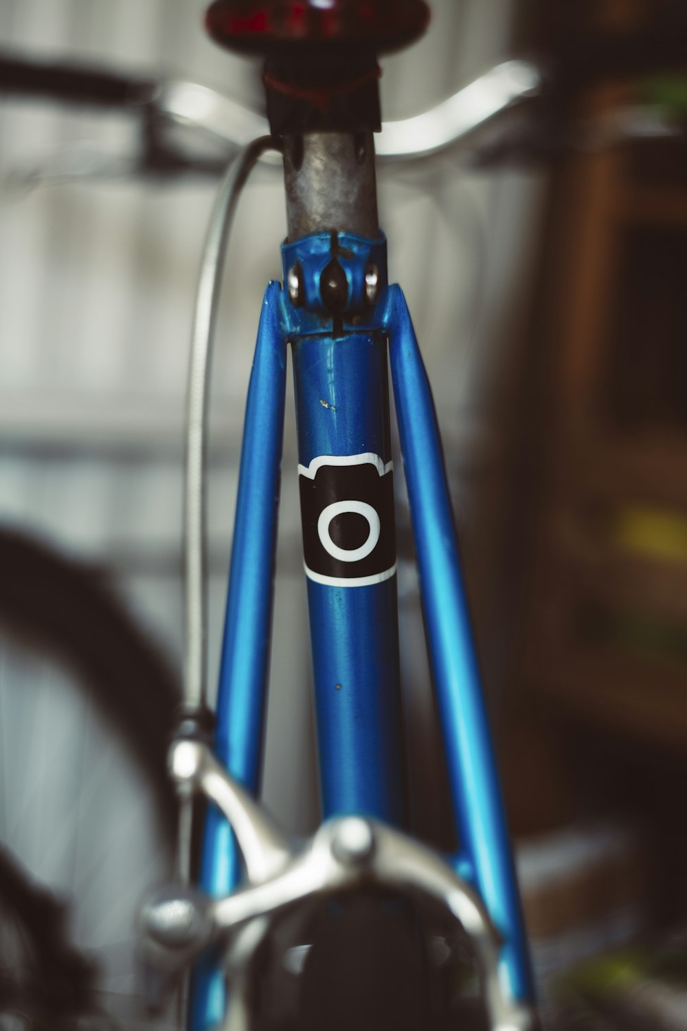 blue bicycle fork