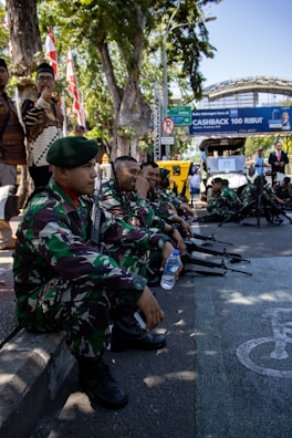Veterans and volunteers sharing smiles during a community outreach event in Chickamauga.