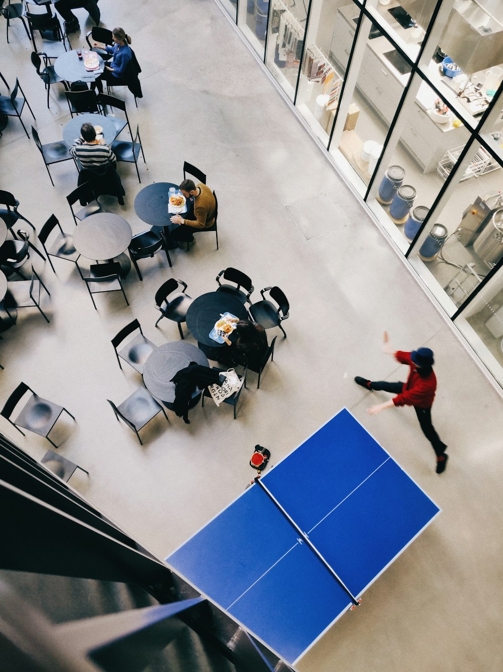 blue table tennis table