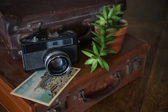 DSLR camera on table