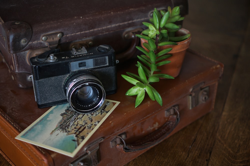 DSLR camera on table