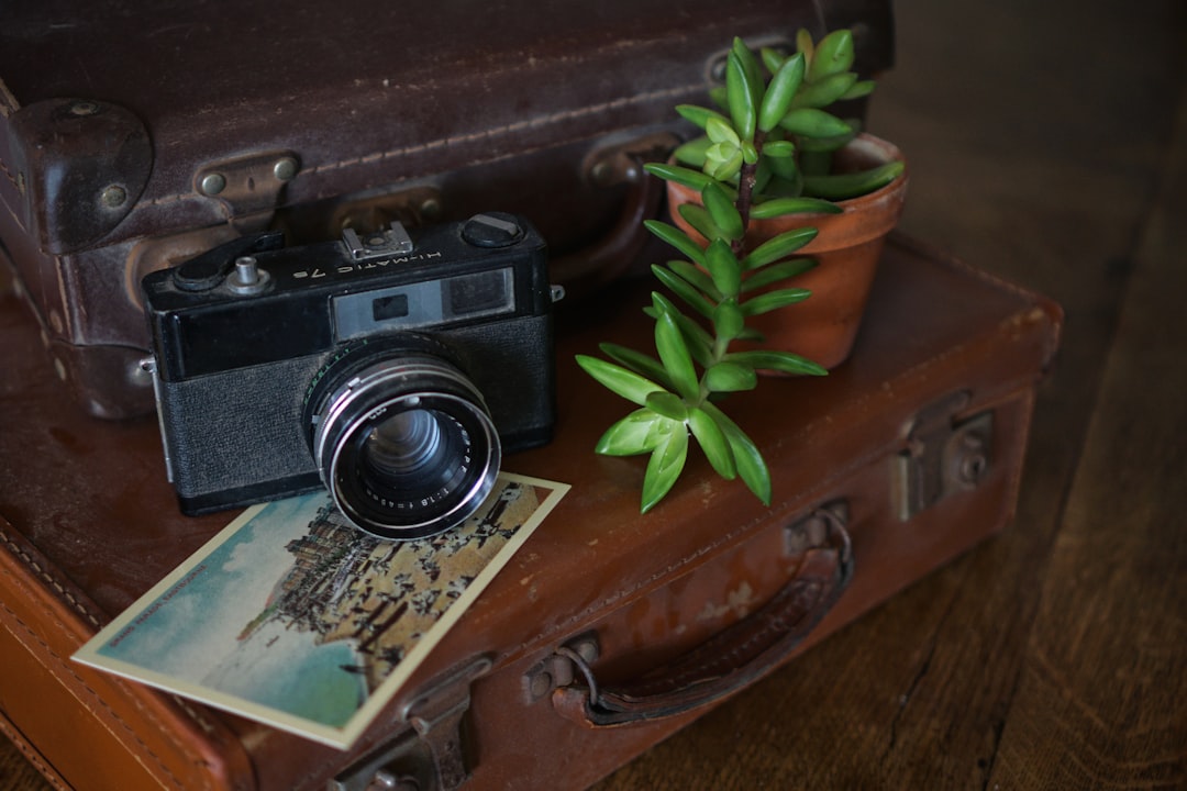 DSLR camera on table,