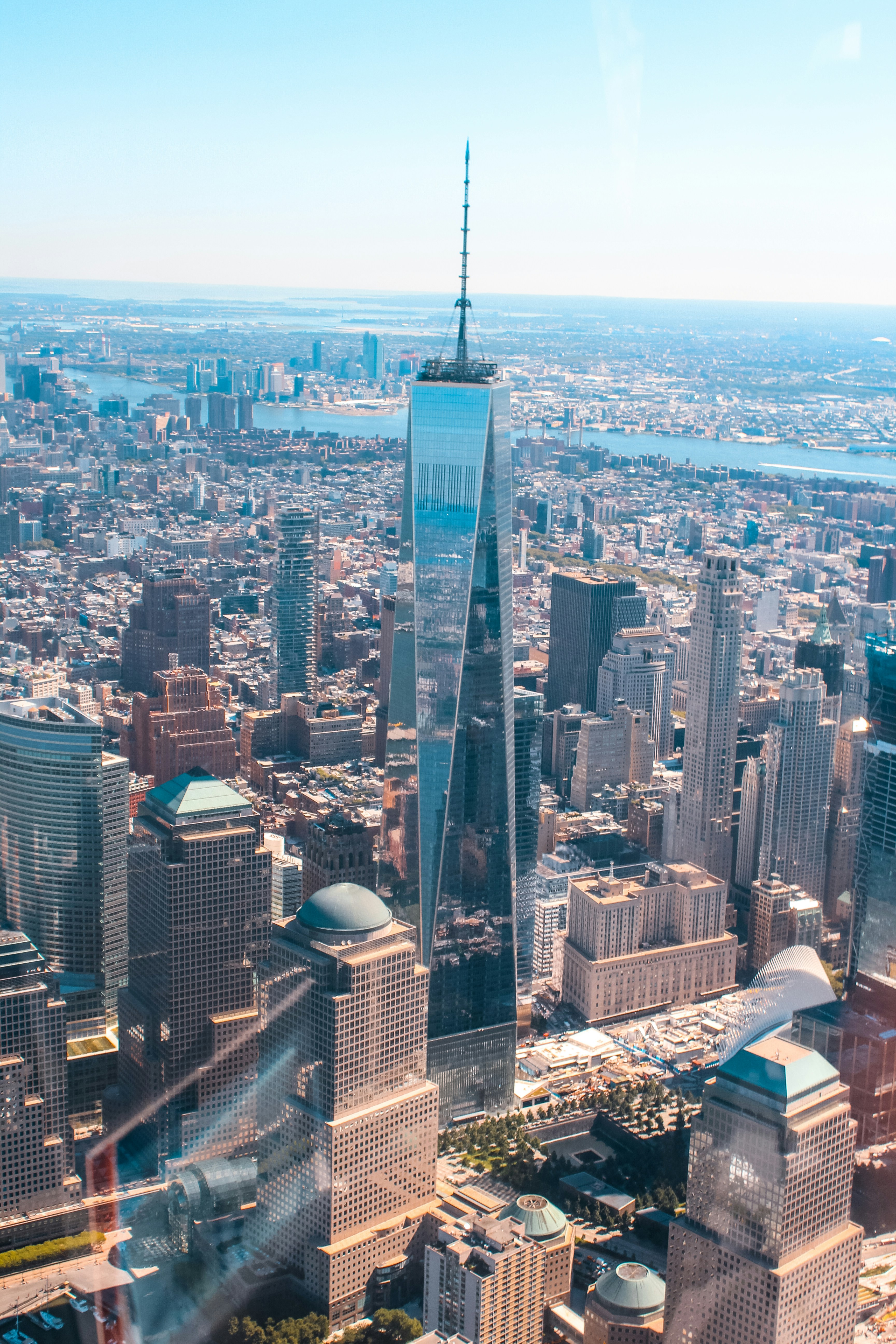 View of the new world trade centre from a helicopter