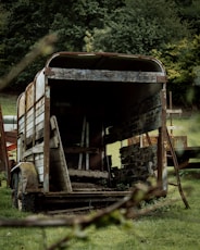 gray metal trailer at daytime